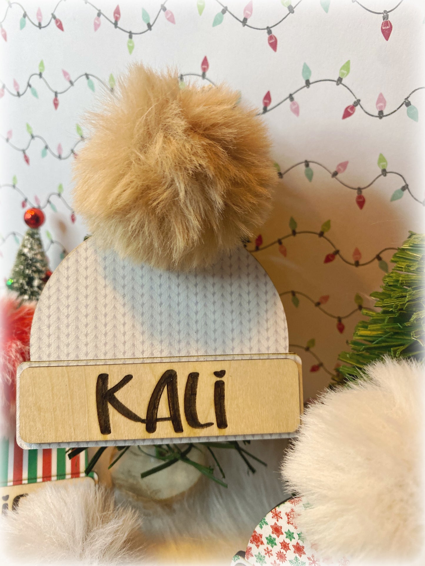 Custom engraved beanie hat ornaments