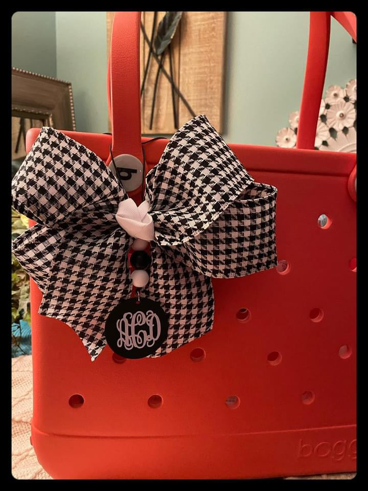 Custom monogrammed bow tag