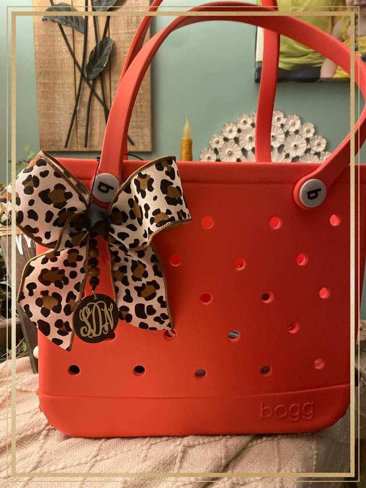 Custom monogrammed bow tag