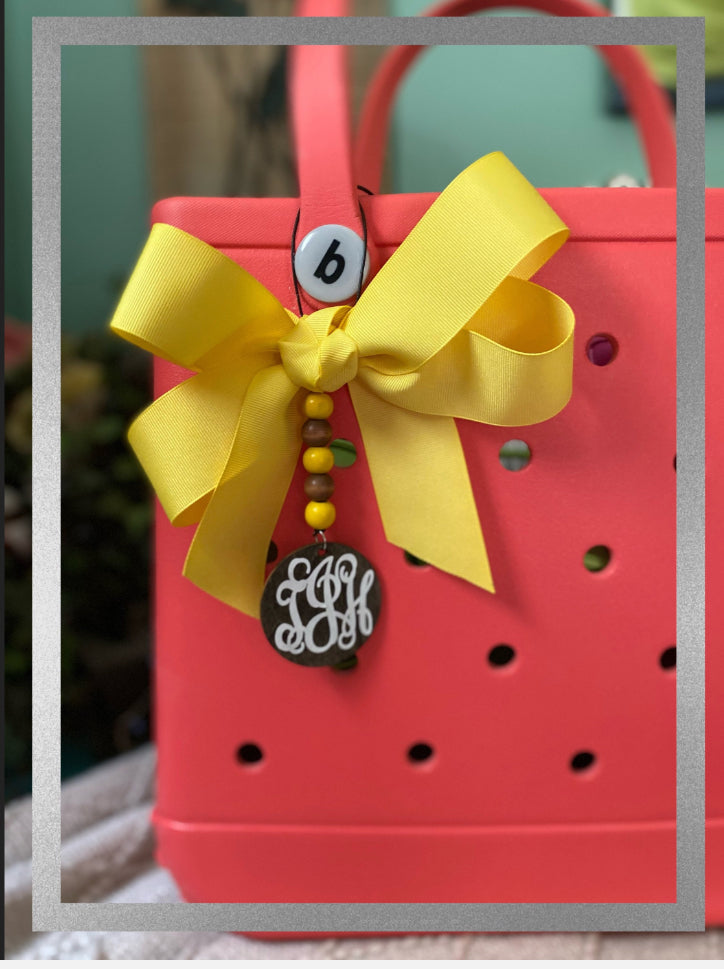 Custom monogrammed bow tag