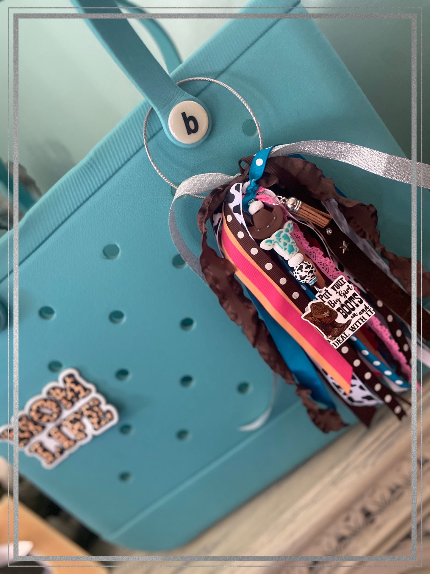 Cow charm Bogg bag tassel