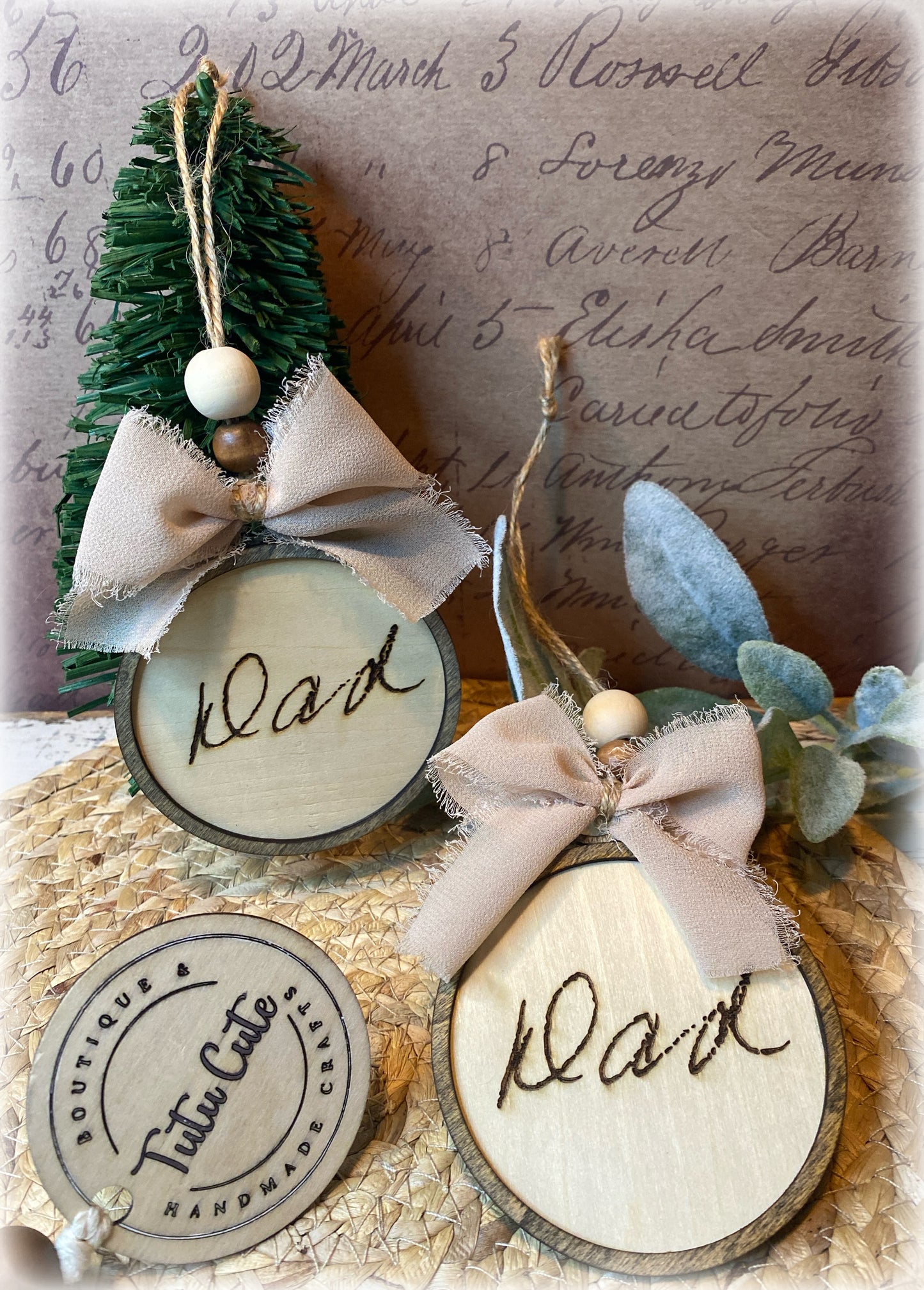 Custom handwritten ornament and/ or accent decor