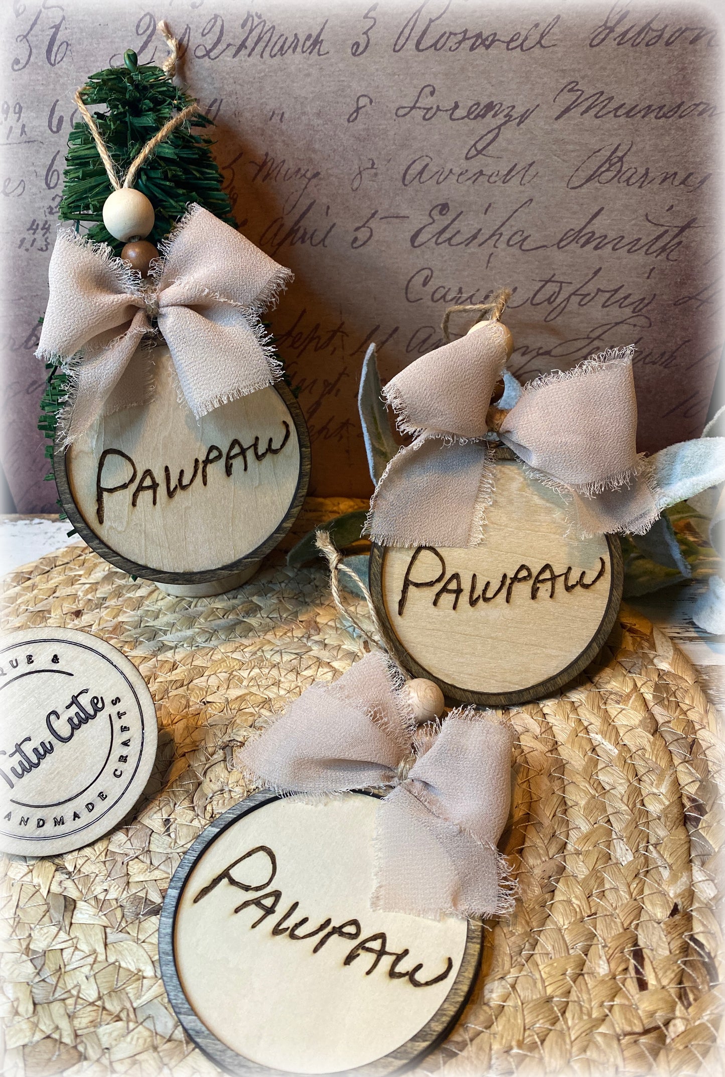 Custom handwritten ornament and/ or accent decor