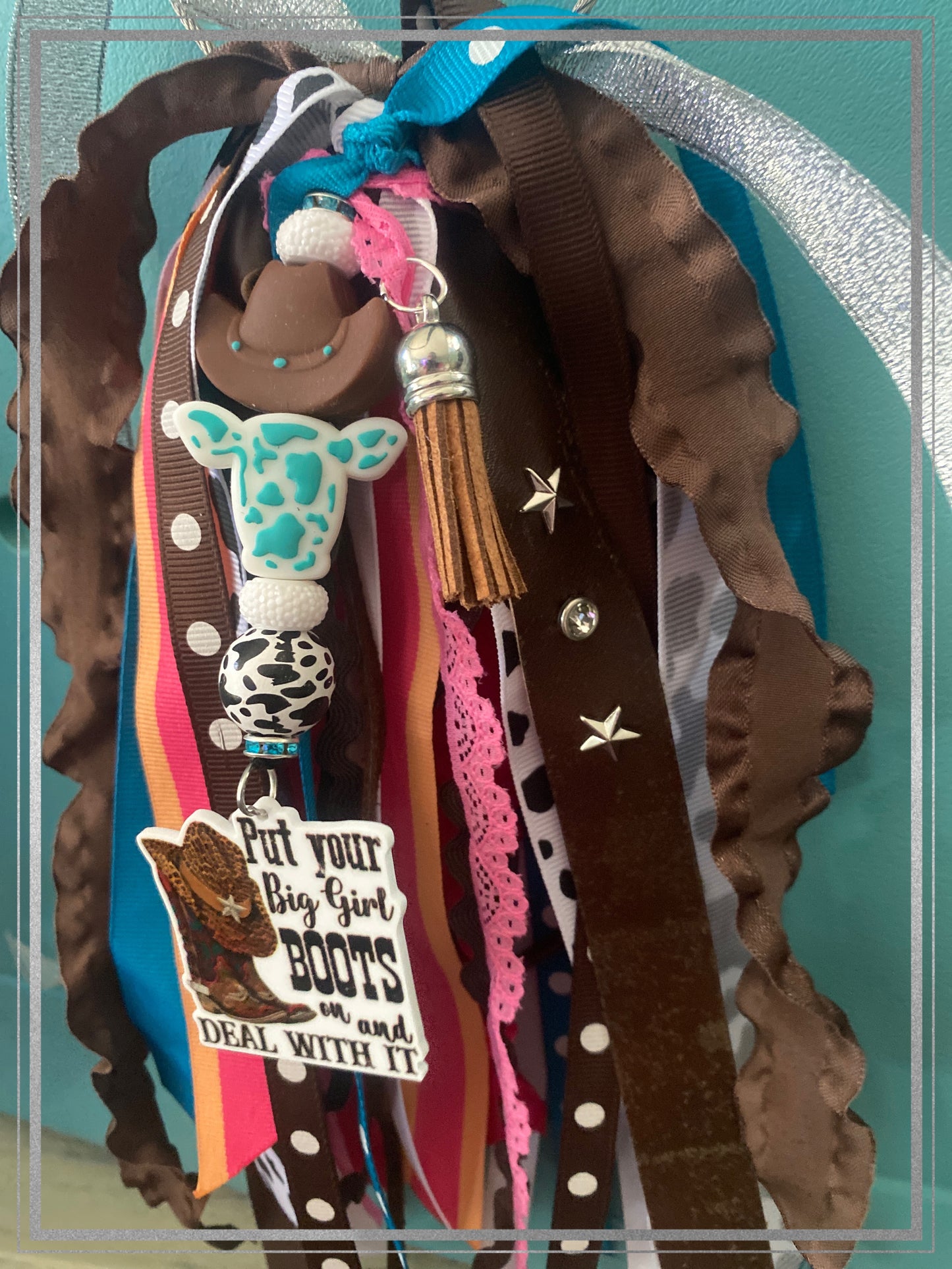 Cow charm Bogg bag tassel
