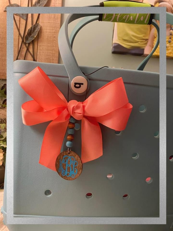 Custom monogrammed bow tag