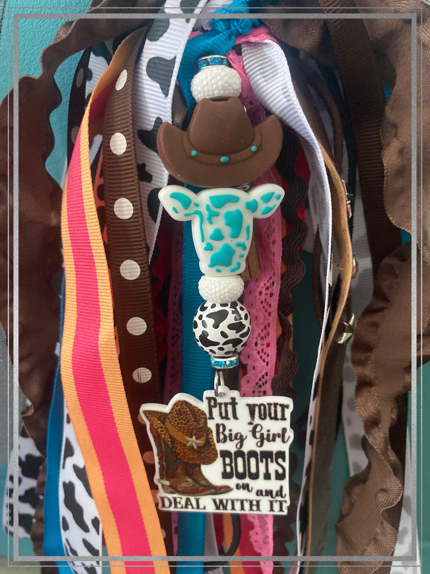 Cow charm Bogg bag tassel