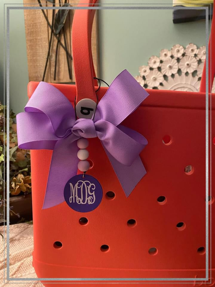 Custom monogrammed bow tag