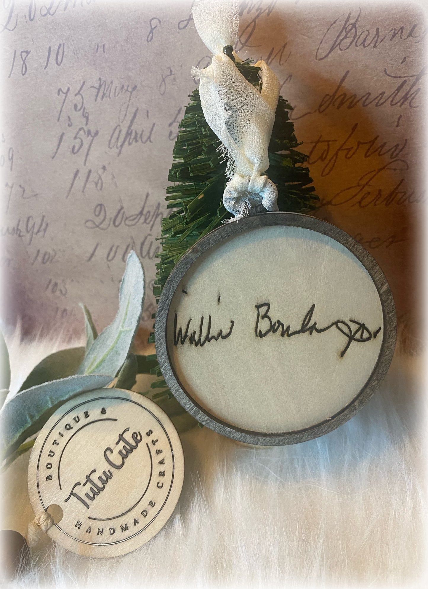 Custom handwritten ornament and/ or accent decor