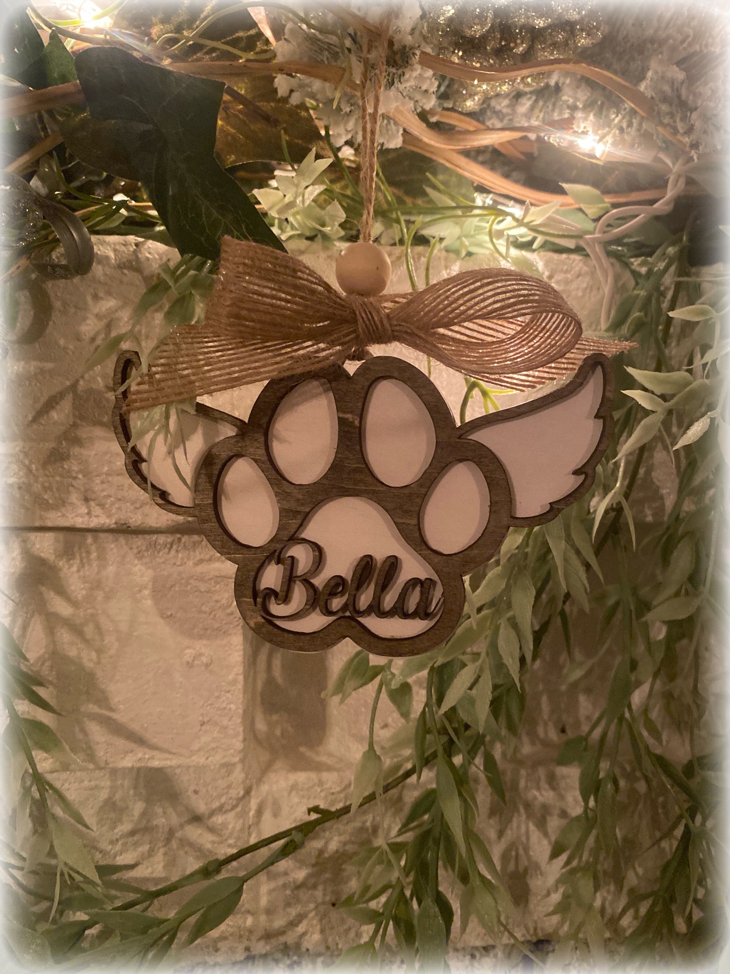 Paw print ornament with or without wings