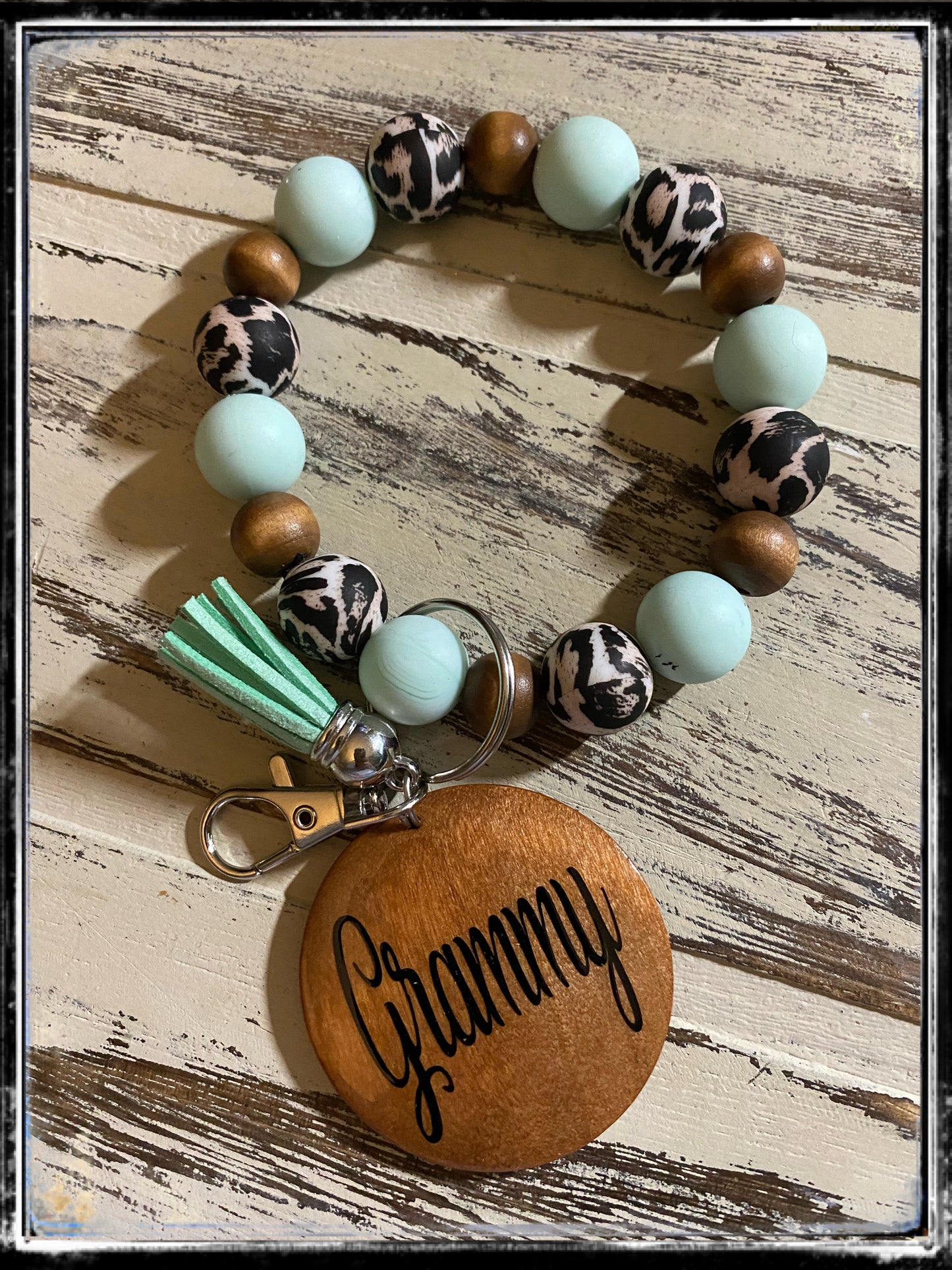 Custom leopard wristlet