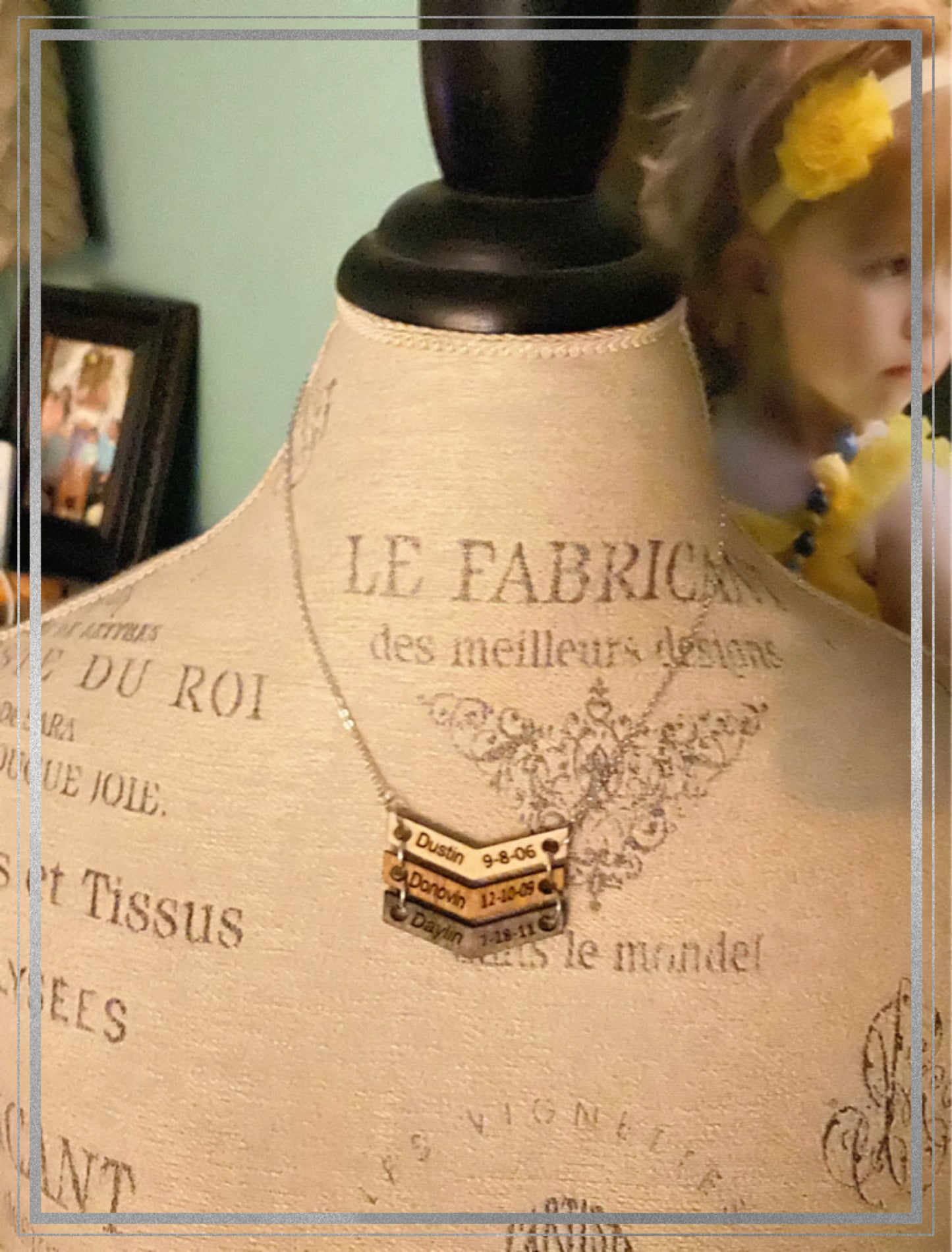 Chevron wooden personalized necklace