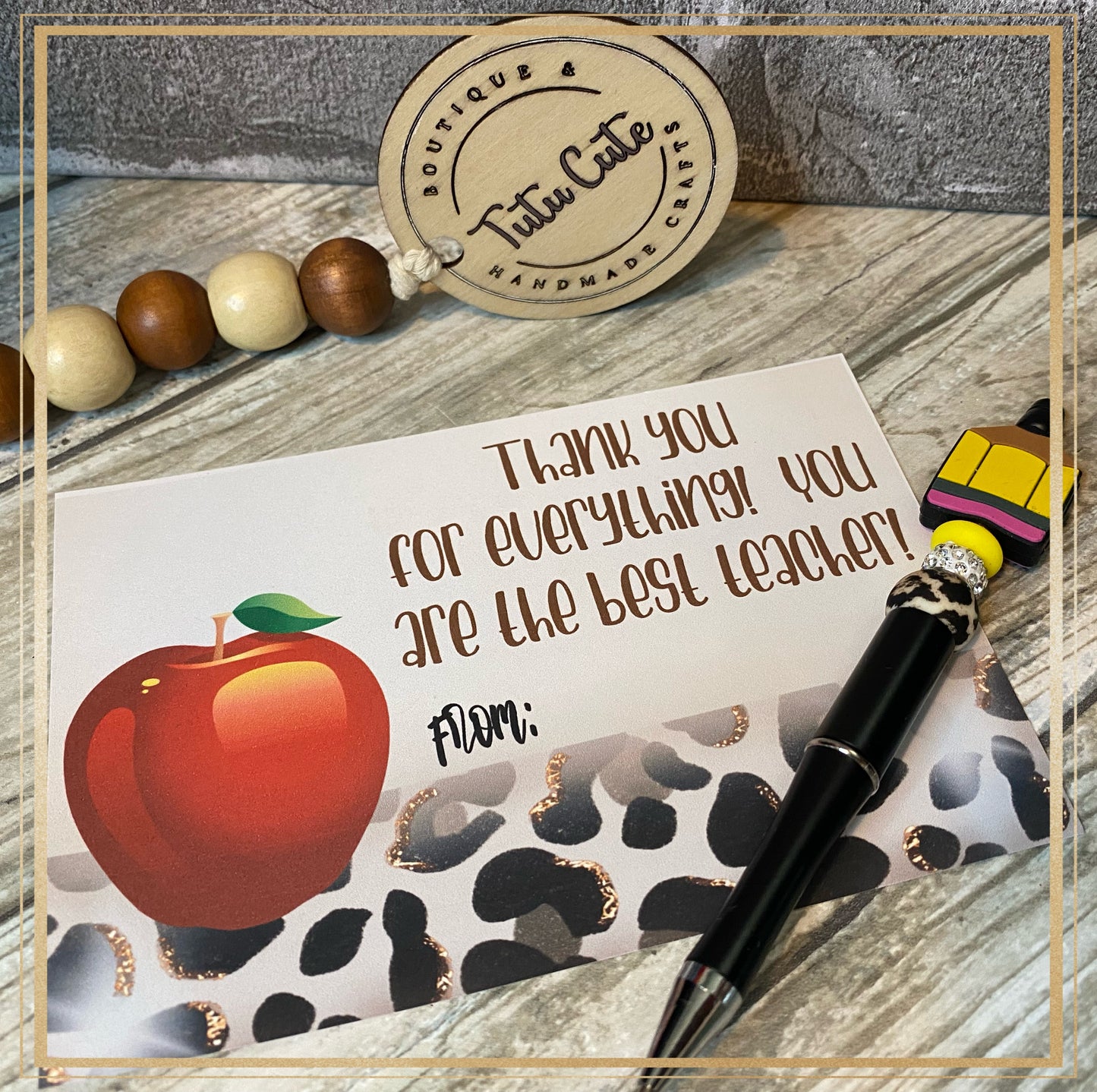 Teacher note with matching pen