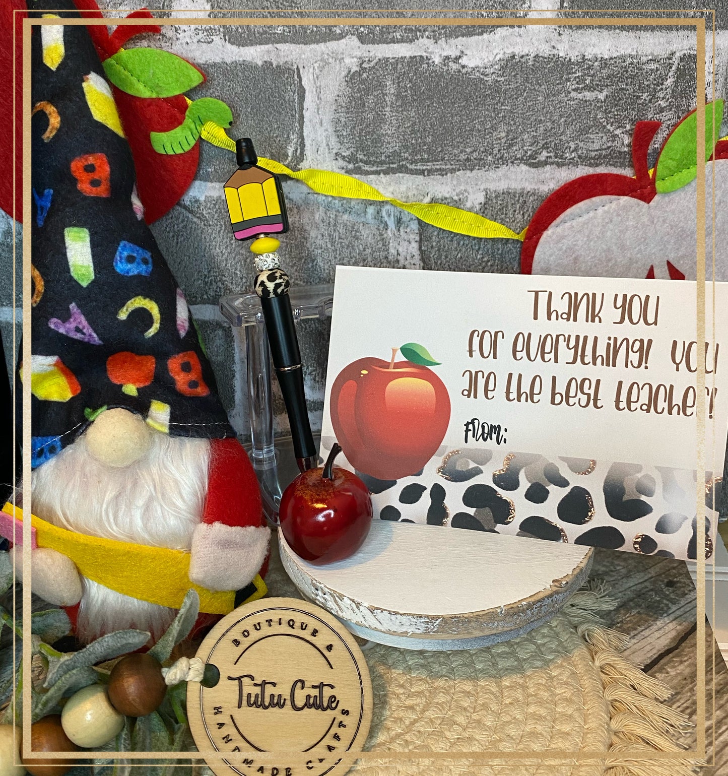 Teacher note with matching pen