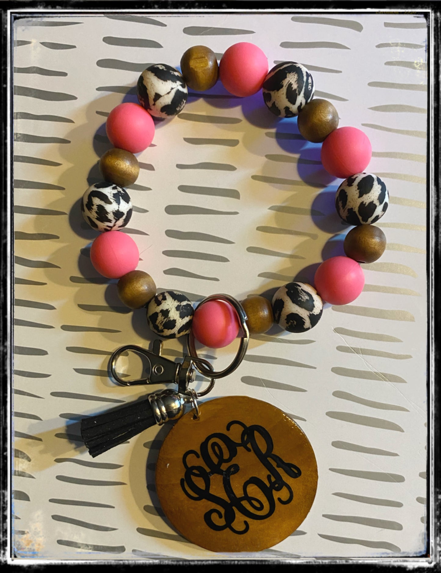 Custom leopard wristlet