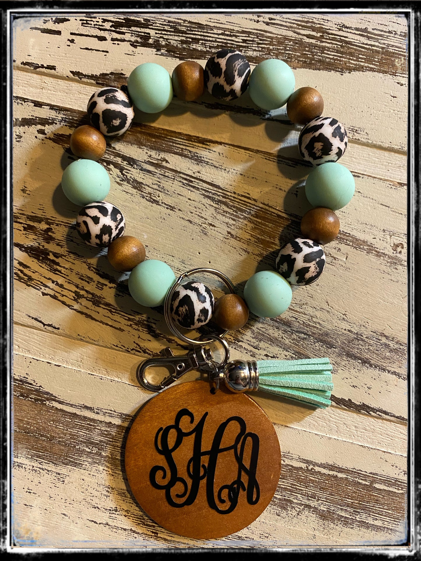 Custom leopard wristlet