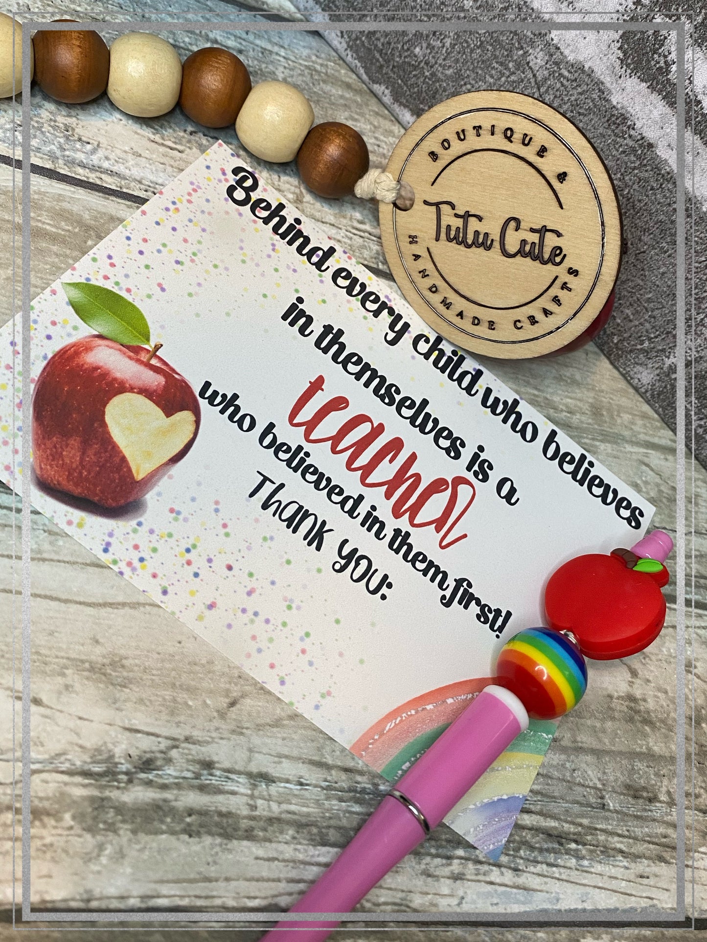 Teacher note with matching pen