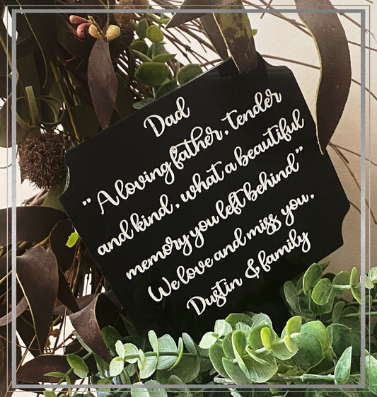 Custom handmade engraved and painted grave marker