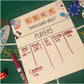 Dry erase family game night score board