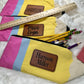 Laser engraved leather patch pencil pouch