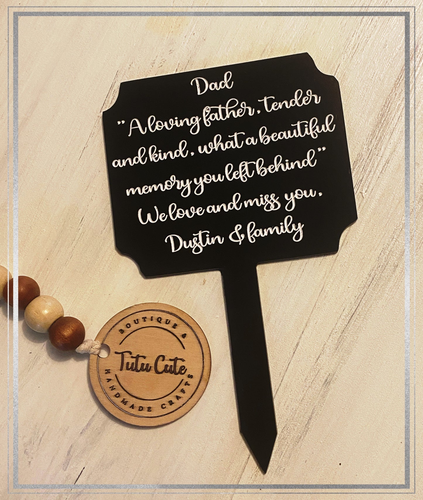 Custom handmade engraved and painted grave marker