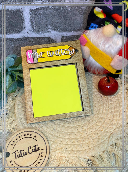 Personalized teacher pencil memo holder