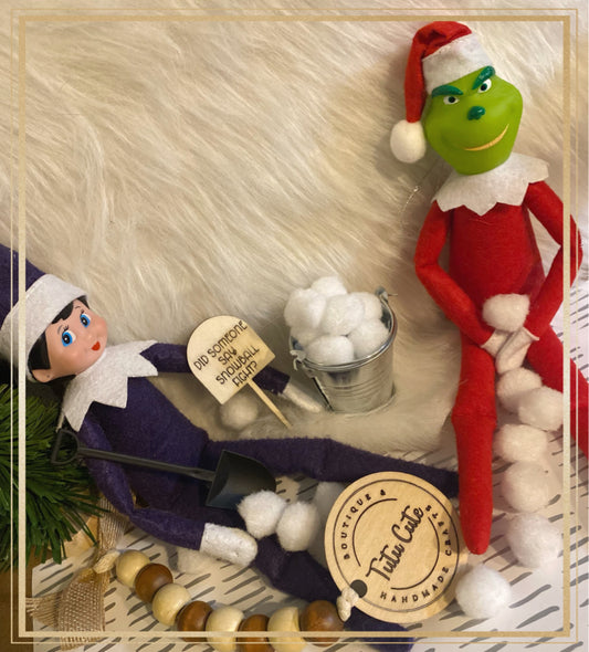 Snowball fight elf prop set (elves not included)